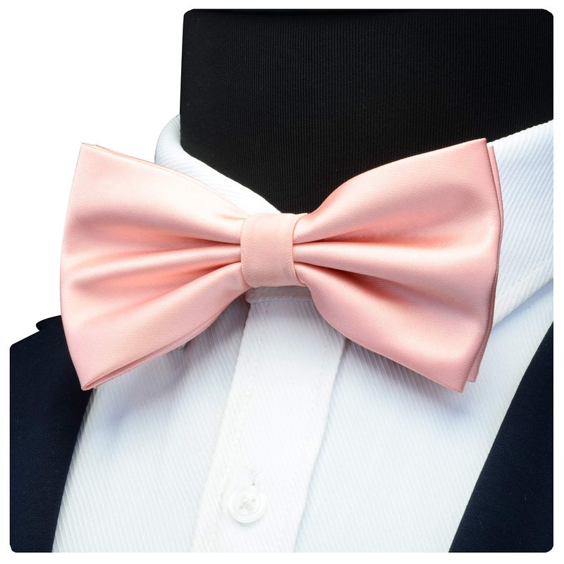GUSLESON Mens Rose Gold Bow Tie Solid Wedding Pre-tied Bowtie and Pocket Square Cufflink Set (0570-24) - Image 4